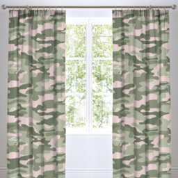 Bedlam Camouflage Pair Of Pink Pencil Pleat Curtains - thumbnail 1