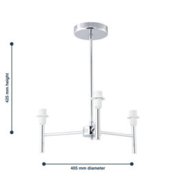 First Choice Lighting Set Of 2 Brea - Chrome 3 Arm Semi Flush Fittings Only - thumbnail 4