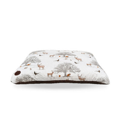 Snug & Cosy Pets Snug And Cosy Pets Woodland Lounger Cushion Reversible Dog Bed Cream Print Medium 90Cm - image 1
