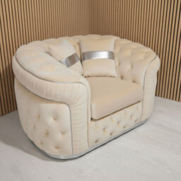 Stratus Interiors Ambassador Sofa Chesterfield Toronto Metal Trim Fabric - No Frills - Armchair - Silver Trim - thumbnail 1