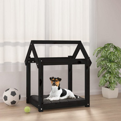 Berkfield Dog Bed Black 61X50X70 Cm Solid Wood Pine - image 1