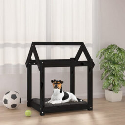 Berkfield Dog Bed Black 61X50X70 Cm Solid Wood Pine - thumbnail 1