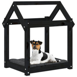 Berkfield Dog Bed Black 61X50X70 Cm Solid Wood Pine - thumbnail 4