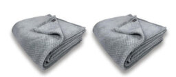 Waffle Flannel Fleece Throw Blanket Soft Warm Sofa Bed Travel (Cloudy Grey, King) - Pack Of 2 - thumbnail 1