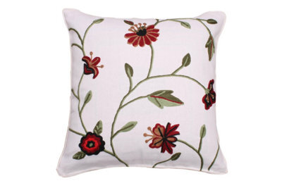 Velosso Elegant Home Decor Jacquard Fabric Cushion With Chic Embroidery, Zip Closure - Red