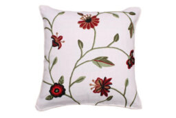 Velosso Elegant Home Decor Jacquard Fabric Cushion With Chic Embroidery, Zip Closure - Red