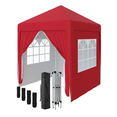 Sundaze Garden Pop Up Gazebo Party Tent Camping Marquee Canopy With 4 Sidewalls Carrying Bag Red 2X2M - image 1