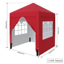 Sundaze Garden Pop Up Gazebo Party Tent Camping Marquee Canopy With 4 Sidewalls Carrying Bag Red 2X2M - thumbnail 2