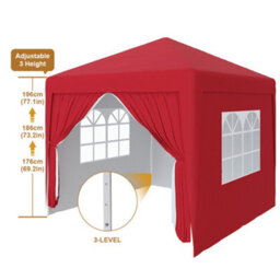 Sundaze Garden Pop Up Gazebo Party Tent Camping Marquee Canopy With 4 Sidewalls Carrying Bag Red 2X2M - thumbnail 3