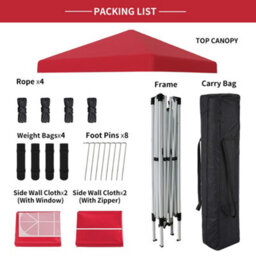 Sundaze Garden Pop Up Gazebo Party Tent Camping Marquee Canopy With 4 Sidewalls Carrying Bag Red 2X2M - thumbnail 6