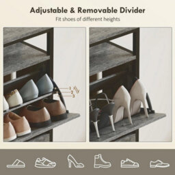 Shoe Cabinet With 4 Flip Drawers, Holds 12-20 Pairs, Cement Grey - thumbnail 4