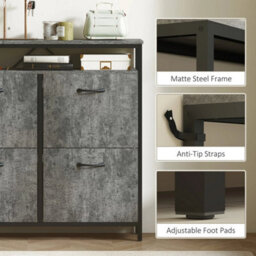 Shoe Cabinet With 4 Flip Drawers, Holds 12-20 Pairs, Cement Grey - thumbnail 5
