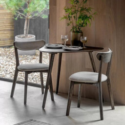 Xample Gallery Hatfield Smoked Small Dining Table Oak Veneer Rubberwood Seats 2 Compact Kitchen Or Dining Room Table