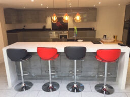 Lamboro Carcaso Single Kitchen Bar Stool, Chrome Footrest, Height Adjustable Swivel Gas Lift, Breakfast Bar & Home Barstool, Red - thumbnail 9