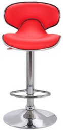 Lamboro Carcaso Single Kitchen Bar Stool, Chrome Footrest, Height Adjustable Swivel Gas Lift, Breakfast Bar & Home Barstool, Red - thumbnail 3
