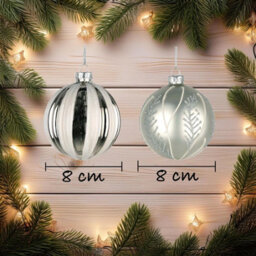 Shatchi Christmas Glass Baubles 12Pcs Set - 8Cm Ornaments With 4 Stunning Assorted Designs - thumbnail 2