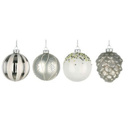 Shatchi Christmas Glass Baubles 12Pcs Set - 8Cm Ornaments With 4 Stunning Assorted Designs - thumbnail 6