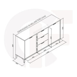 Sideboard Goldline Gloss 140Cm - Glossy White - thumbnail 7
