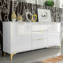 Sideboard Goldline Gloss 140Cm - Glossy White - thumbnail 4
