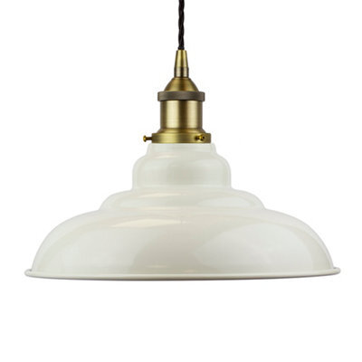 Clay White St Edmund's Painted Dome Pendant Light With Matt Antique Brass Lamp Holder And Black Twisted Cable - Se Home - image 1