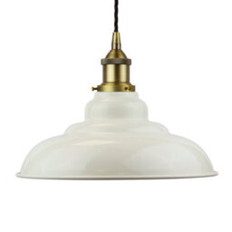 Clay White St Edmund's Painted Dome Pendant Light With Matt Antique Brass Lamp Holder And Black Twisted Cable - Se Home - thumbnail 1