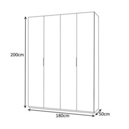 Direct Furniture Suppliers Ltd Max 4 Door Wardrobe 180Cm Wide - Satin White - thumbnail 7