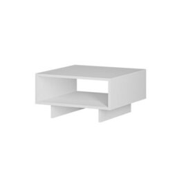 Decortie Hola Modern Square Coffee Table 60Cm Storage Compartment White White Living Room H 32Cm - thumbnail 2