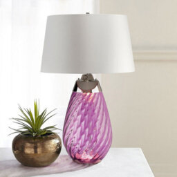 Luminosa Lighting Elstead Lena 2 Light Large Plum Table Lamp With Off-White Shade, Plum-Tinted Glass , Off-White Shade, E27 - thumbnail 2