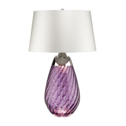 Luminosa Lighting Elstead Lena 2 Light Large Plum Table Lamp With Off-White Shade, Plum-Tinted Glass , Off-White Shade, E27 - thumbnail 1