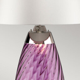 Luminosa Lighting Elstead Lena 2 Light Large Plum Table Lamp With Off-White Shade, Plum-Tinted Glass , Off-White Shade, E27 - thumbnail 4