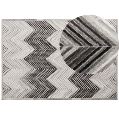 Beliani Rug Aytepe Grey 160 X 230 Cm Leather - image 1