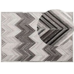 Beliani Rug Aytepe Grey 160 X 230 Cm Leather