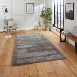 Grey Shaggy Modern Plain Easy To Clean Rug For Dining Room-120Cm X 170Cm - thumbnail 1