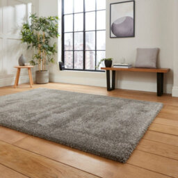 Grey Shaggy Modern Plain Easy To Clean Rug For Dining Room-120Cm X 170Cm - thumbnail 2