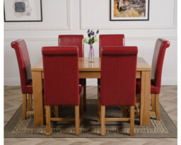 That's Furniture Dakota 152 X 87 Cm Chunky Medium Oak Dining Table And 6 Chairs Dining Set With Washington Burgundy Leather Chairs - thumbnail 2