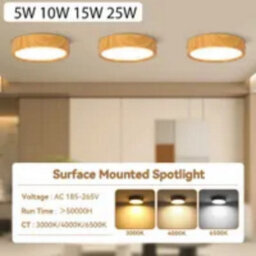 Amorly 2 Pack Wood Grain 2W Color Ceiling Light Led Spot Downlight Surface Mounted Downlights Thin Foldable Spotlight For Living Room - thumbnail 2