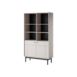 Arte Elegant Japandi Bookcase H1850mm W1040mm D390mm In Cashmere - Refined Literary Haven - thumbnail 1