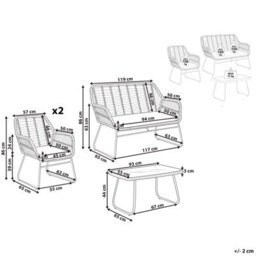 Beliani Garden Lounge Set With Table 4 Seater Minori Pe Rattan Beige - thumbnail 3