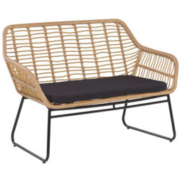 Beliani Garden Lounge Set With Table 4 Seater Minori Pe Rattan Beige - thumbnail 5