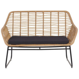 Beliani Garden Lounge Set With Table 4 Seater Minori Pe Rattan Beige - thumbnail 4