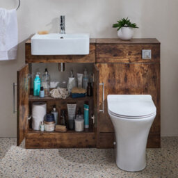 Homestylestore 1050mm Dark Oak Bathroom Combination Vanity Unit With Toilet Pan And Chrome T Bar Handle - thumbnail 1