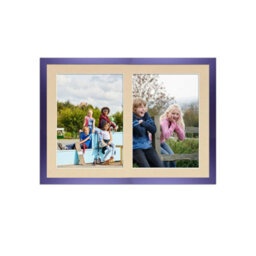 AK Frames 20X14 Purple Sleek Multi Photo Frame With Ivory Mount - Holds 2 Apertures (2X) A4 Photos