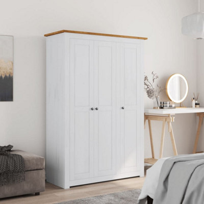 Berkfield 3-Door Wardrobe White 118X50X171.5 Cm Pine Panama Range - image 1