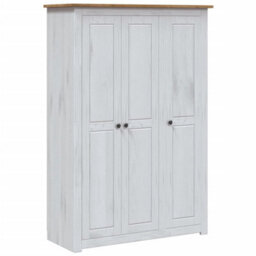 Berkfield 3-Door Wardrobe White 118X50X171.5 Cm Pine Panama Range - thumbnail 2