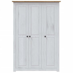 Berkfield 3-Door Wardrobe White 118X50X171.5 Cm Pine Panama Range - thumbnail 4