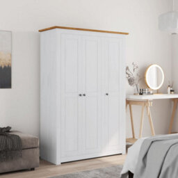 Berkfield 3-Door Wardrobe White 118X50X171.5 Cm Pine Panama Range