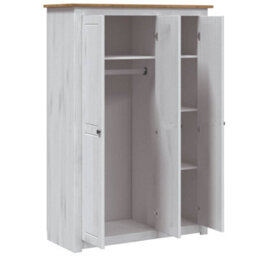 Berkfield 3-Door Wardrobe White 118X50X171.5 Cm Pine Panama Range - thumbnail 5