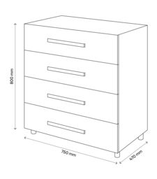 GoodHome Atomia Freestanding Matt Grey Oak Effect 4 Drawer Chest Of Drawers (H)800mm (W)750mm (D)450mm - thumbnail 4