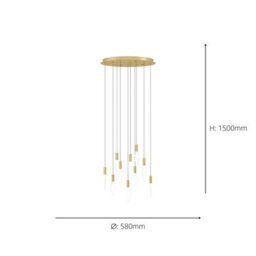 Eglo Mirador Led Pendant Light, Brass And Gold Chandelier Style, 10 Light Warm White, 58Cm - thumbnail 4