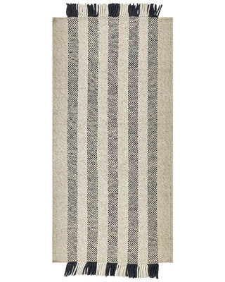 Beliani Handwoven Wool Rug Off-White And Black 80 X 150 Cm With Tassels - image 1